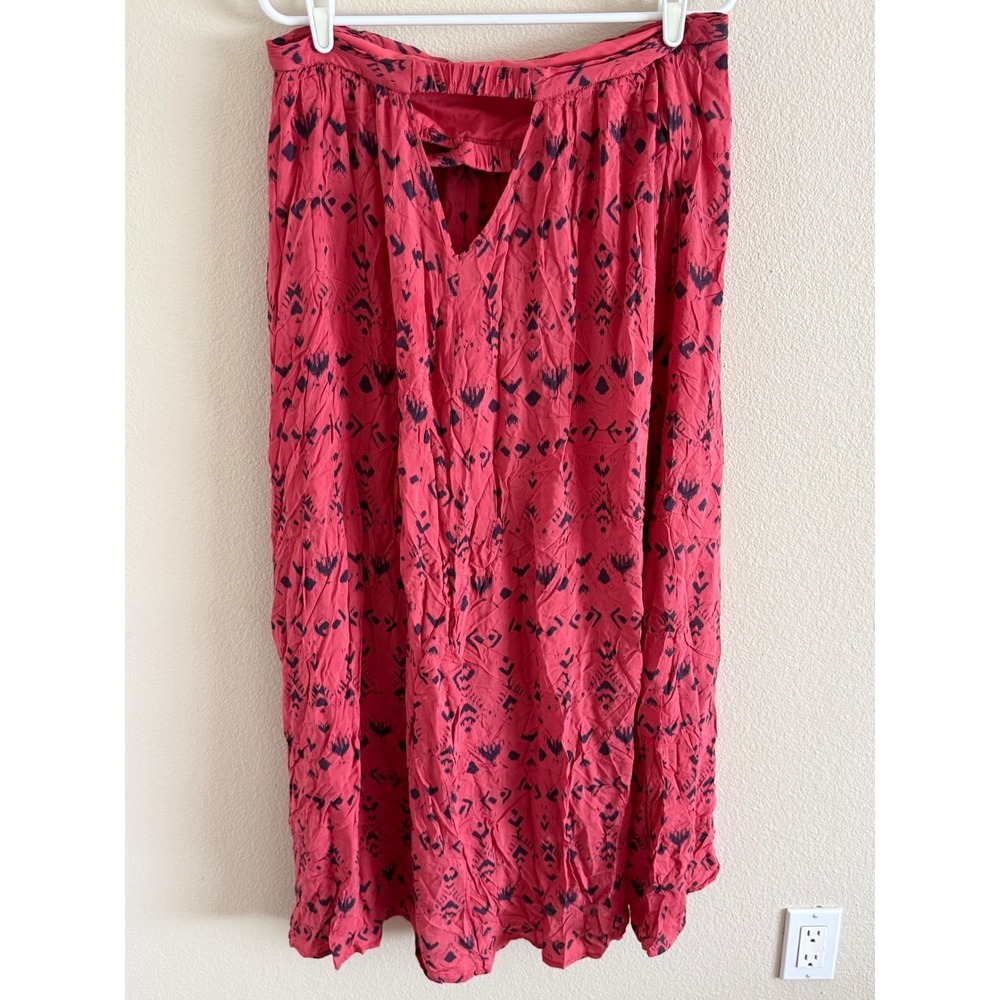 Free‎ People Light Red Ikat Print High Low Strapless Dress Cutout Back Womens M - Picture 3 of 7